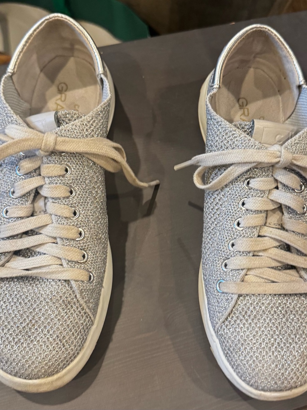 Cole Haan GrandPrø Tennis Stitchlite Metallic Silver Sneakers 5B
